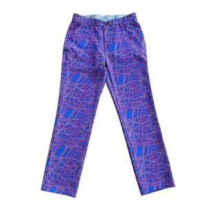 Hreski Men's Golf Pants Purple Blue Geometric Print Size 32